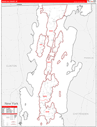 Grand Isle County, VT Wall Map Zip Code Red Line Style 2026